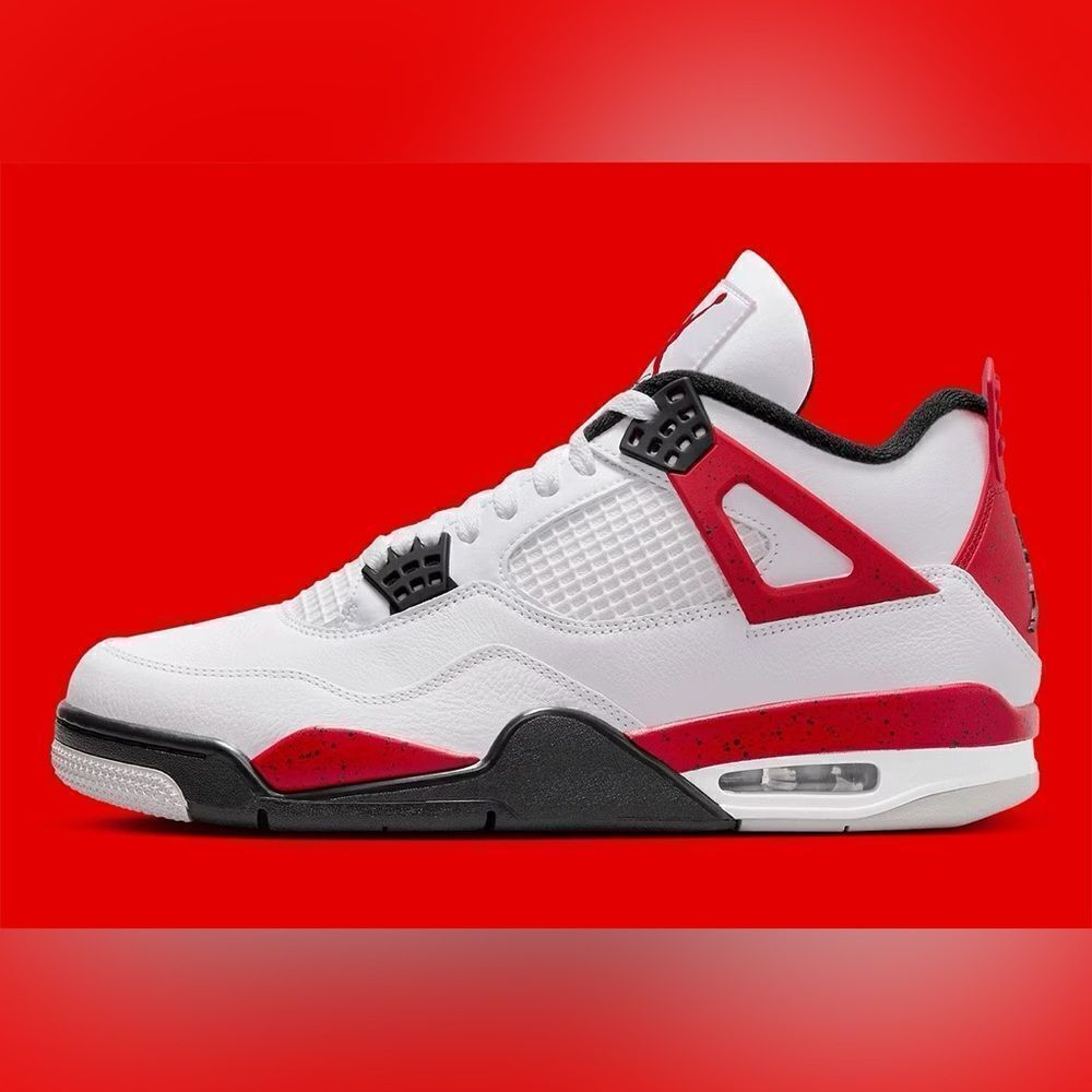 Nike Air Jordan 4 Red Cement White Fire Red Black Grey 408452-161 7y 7 kids gs - Picture 4 of 10